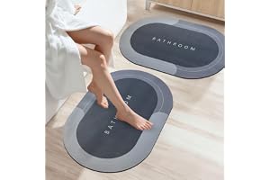 SITTELLA® 2 Pieces (3.5mm) Anti-Skid Water Soaking Oval Bathroom Print Rubber Mat, Water Absorbent Mat (40X60Cm) Grey