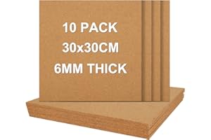 YOUNTHYE 10PCS 6mm Thick Cork Board Tiles, Square Cork Tiles 30cm x 30cm Small Bulletin Boards for Walls Mini Pin Board for Walls Decoration, DIY Crafts