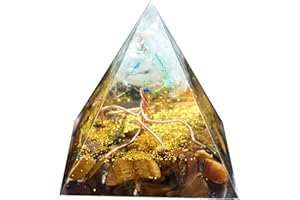 Besorgone Pyramide Orgonite arbre de vie, pour la guérison en cristal, Quartz blanc avec pierre d'oeil de tigre Reiki, générateur d'énergie chargé, méditation, Protection