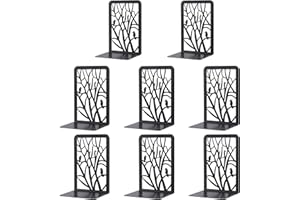 4 Pairs Book Ends, MSDADA Desk Bookends Heavy Duty, Book Ends Holder for Shelves, Metal Bookends for Office&School, Book Shelf Holder Home Decorative, Bookend Supports, Book Stoppers(Black)