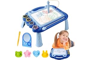 AKOFIC Magnetische Maltafel Große, Zaubertafel Kinder Magnettafel mit Tischbeine, Löschbar Schreibtafel Reise Lernspielzeug für Kinder ab 3 4 5 6 Jahre Geburtstag Geschenk (Blau)