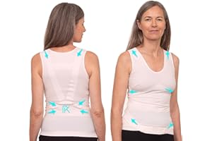 PERCKO - T-Shirt Discret pour Femme - Technologie Brevetée - Soulage le Mal de Dos - Sans Manches - Col Rond - Rose Poudré - Taille H1 P3