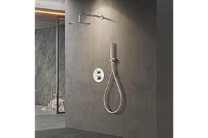 NOLUXA IMEX - Ducha Empotrada Monomando | Kit de Grifería Empotrado con Alcachofa y Rociador Antical Efecto Lluvia | Columna Ducha Empotrada con Grifo en Latón y Acero Inox S.304 | Serie Monza