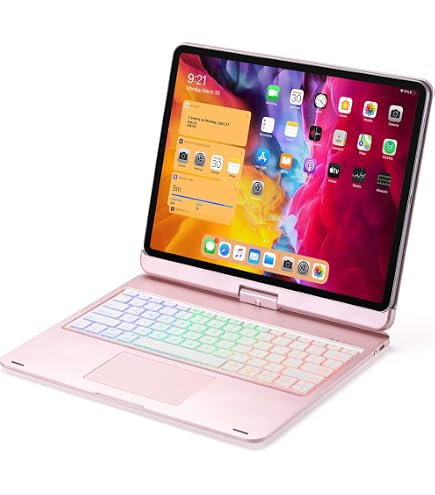 Étui Clavier AZERTY Français Pour IPad Pro 12.9 (2018-2022) - Clavier Bluetooth Magnétique Amovible Jaune - 9