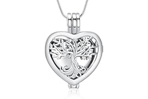 VCCWYQK Tree of Life Heart Shape Hollow Urn Necklaces for Ashes Cremation Jewelry Memorial Keepsake Gifts for Women Men Memorial Lockets Ashes Holder
