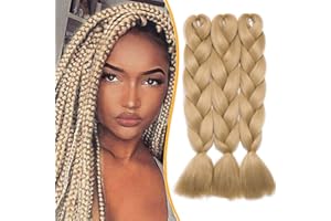 Silk-co 60cm-Treccine Africane Extension 3 Pezzi Capelli Finti per Treccia Extension Trecce Lunghe Braiding Hair–Biondo Cenere
