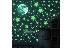 ECHOCUBE 637pz Stelle Fluorescenti Adesive Soffitto, Grande Luna e Puntini, Adesivi Fluorescenti per Cameretta per Il Tuo Cielo Stellato, Decorazione Adesivo Camera da Letto Cameretta
