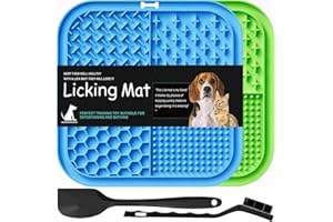 Lesipee Leckmatte Hund, 2 Stück, Schleckmatte Hund mit Silikonspatel und Bürste, Angstlinderung, Hundespielzeug, Futtermatte für Butter, Joghurt, Fellpflege & Klauenpflege, BPA-frei