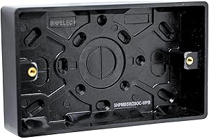 SHPELEC® Matt Black 2 Gang 35mm Surface Mount Pattress Box