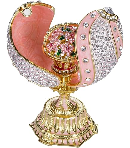 Huevo Al Estilo Fabergé Caja De Joya Con Leones Y Corona Del Emperador 75 Cm Verde~p105766055
