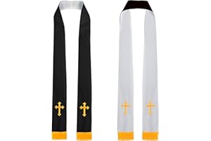 IvyRobes Unisex Aadult's Reversible Church Clergy Stole Choir Priest with Gold Embroidery Cross 229cm 5 Colors