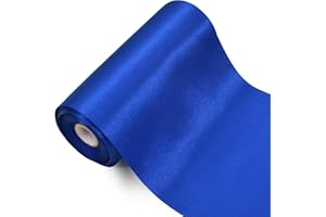 TONIFUL 15cm x 23m Bleu Ruban Extra Large de Satin, Solide Ruban Tissu Décoration pour Mariage/Fete/Emballage/Artisanat/Ouverture du ruban de cisaillement/Valentin/Décoration intérieure et extérieure