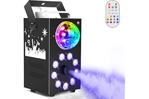 Erreyht Smoke Machine, 700W Fog Machine, 9 LED Lights with Disco Ball, Remote Control with Strobe, Auto, Single Color, Smoke Mode for Party Christmas Halloween DJ Stage Effect