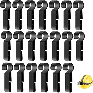 BELLIFFY Lot De 10 Pinces Pour Lampe Frontale – Fixation Sur Casque De Sécurité, Vélo, Randonnée, Camping