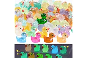 Zamety 120 Pièces Mini Canard en Plastique, Petit Canard a Cacher, 10 Couleurs Mini Canard, Lumineux Canard en Plastique, Canards Miniatures pour Aquarium Paysage Maison de Poupée Noël Décorations