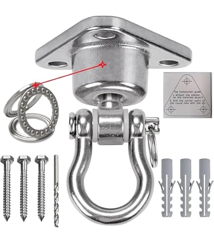 WWFFEN 6 schommelbevestigingsbalken, met lagers, roestvrijstalen schommelhaken voor houten balken M10-betonplafonds, hangstoel, ophanging, voor speelplaats, yoga-hangmatbevestiging, draagvermogen 675 WWFFEN 6 schommelbevestigingsbalken, met lagers, roestvrijstalen schommelhaken voor houten balken M10-betonplafonds, hangstoel, ophanging, voor speelplaats, yoga-hangmatbevestiging, draagvermogen 675