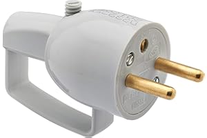 DEBFLEX - Fiche Mâle Electrique à Coiffe Avec Anneau - Fiche Electrique 2P+T 16A - Remplacement ou Création Branchement sur Câble - Grise