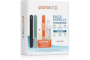 BIOSYNEX PARAKITO - Bracelets Anti-Moustiques Réutilisables - Pack Famille - 3 Bracelets + 1 Spray Offert - 1 Mois de Protection - Sans DEET (3 Adultes)