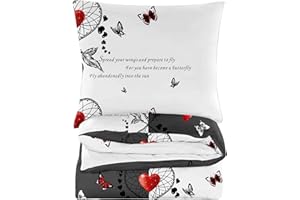 ‎COTTON MARKET Cotton Market Bettwäsche 135x200 cm - Bettwäsche Baumwolle - Bettwäsche-Sets 2 Teilig - Bettbezug 135x200 cm und 1 Kissenbezug 70x80 cm - Grau und Weiß, Traumfänger