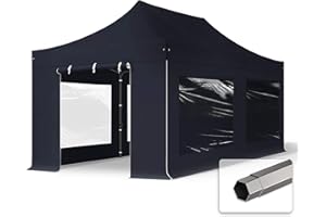 TOOLPORT Faltzelt Faltpavillon Pavillon 3x6m - mit 4 Seitenteilen (Panoramafenster) Premium Dach Partyzelt schwarz