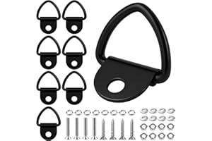 Sinofort 8 PCS Tie Down Anchor, Heavy Duty Steel Tie Down Hooks, Metal Lashing D Rings with Screws, Van Hooks with Load 450 kg for for Trailers, Trucks, Boats, Kayak Securement (Black)