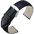 ANNEFIT Leather Watch Straps, Quick Release Textured Padded Replacement Band 16mm 18mm 19mm 20mm 22mm for Men and Women