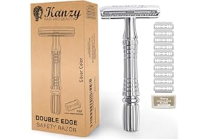 KANZY HAIR AND BEAUTY Kanzy Maquinilla de Afeitar Doble Filo para Hombre y Mujer con 10 Cuchillas, Safety Razor Set de Afeitado Manual Adecuado para Todos Cuchilla Clasica
