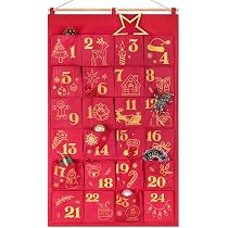 HGRGHH Calendrier de l'Avent à Remplir en Tissu, 2024 Calendrier Suspendu Avent Noël, Calendrier Avent Tissu Réutilisable, Calendrier de l'Avent Vide à Remplir, avec 24 Poches pour Décorations de Noël