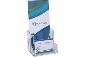 ogoPLUS DIN lang Prospekthalter mit Visitenkartenständer, Prospektständer, Flyer-Ständer, Visitenkartenhalter Aufsteller, Werbung,Aufsteller Tisch-Prospektständer, Prospektbox