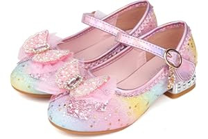 ANBIWANGLUO Girls Sequin Shoes Toddler Princess High Heel Shoes Cosplay Party Pumps Wedding Birthday Dress Shoes