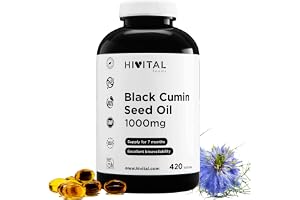 Svartkumminolja 1000 mg. 420 mjuka kapslar för 7 månader. | Naturlig Kallpressad Olja av Egyptisk Nigella Sativa med 55% Lino
