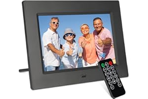 TSITSC Cadre photo numérique de 7 pouces, écran IPS 1024 x 600, calendrier, fonction horloge, musique, photo, lecteur vidéo avec télécommande, prend en charge les cartes USB/SD (noir)