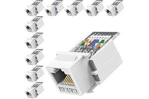 Greluma 10 Piezas Conector Keystone RJ45 Cat5e/Cat6 - Sin herramientas, sin herramienta perforadora - Conector de pared Ethernet - Acoplador de red Cat6
