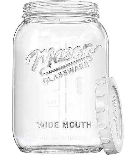 Kitchentoolz Half Gallon Mason Jars - Wide Mouth Glass Containers With Airtight Lids (4 Pack)
