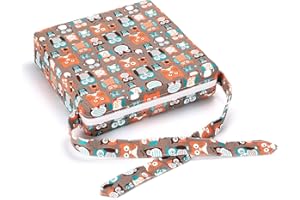 BTSKY Siège rehausseur démontable réglable lavable avec sangles pour chaise de salle à manger Coussin de rangement de voyage pour bébé et enfant (chouette)
