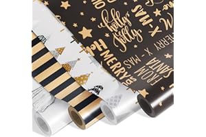Kraft & Co Christmas Wrapping Paper Rolls - 4 Pack (69cm x 8M Each) Recyclable Kraft Xmas Gift Wrap, Festive Eco-Friendly Wrapping Paper for Christmas Gifts, Arts & Crafts (32M Total)