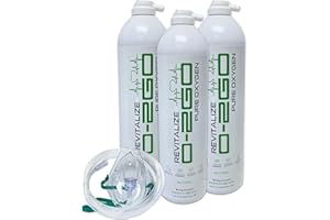 O2GO 3 X 18L Oxygen Can with Mask and Tube - 99.5% Pure Oxygen Lightweight Canister- Great for Sport, Work, Health, Party, Healthy Looking Skin - Increased Concentration and Energy - Made in The UK