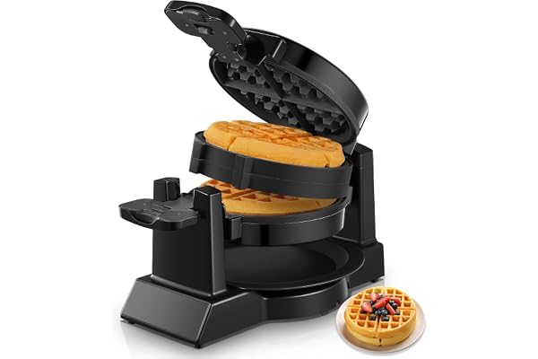 Våffeljärn, 1400W dubbelt belgiskt våffeljärn, 180° vändbart, 8 skivor på 3 minuter, roterande och non-stick-plattor, skållningsskyddande, avtagbar droppbricka, lätt att rengöra
