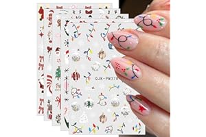 JMEOWIO 10 Sheets Christmas Snow Globe Light Nail Art Stickers Decals Self-Adhesive Nail Supplies Design Decoration Accessories
