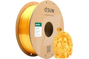 ‎ESUN eSUN Jedwabny metalowy filament PLA 1,75 mm, jedwabisty metaliczny filament do drukarki 3D, dokładność wymiarowa +/- 0,05 mm, szpula 1 kg, filament do drukowania 3D do drukarek 3D, jedwabny złoty