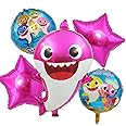 HIGHLAND 5 Pc Pink Baby Shark Balloons for Baby Shark Birthday Decorations – Baby Shark Theme Birthday Decorations Kid’s Party Supplies – Baby Shark Birthday Theme Kid’s Party Balloons