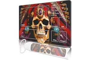 Nkddert MTG Playmat, Playmats for MTG TCG 24" x 14" Stitched Edges Play Mat with Free Storage Bag for Cards Game Play Waterproof Battle Board Game Skull MTG Playmat with Zones