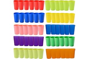 Hikrxya 60 Pièces Couleur Gobelets Plastique Réutilisables, 260ml Verres Plastiques Réutilisables 10 Couleurs, Tasse Plastique Verre Durable pour Enfants Pique-Nique Camping Voyages Cuisine