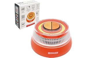 KRASER KR4V16N Luz Holomogada DGT LED Intensidad, Baliza Luminosa de Emergencia Imantada, Autónoma, Compacta y Ligera + Linterna con Colgador