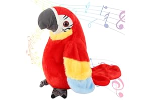 FENGQ Mówiąca papuga, pluszowa papuga, pluszowa zabawka, z funkcją powtarzania, dla małych dzieci, dziewcząt, chłopców, do wczesnej edukacji (kolor czerwony)