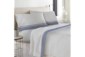 LARA MORADA Set Completo Letto Lenzuola 100% Cotone Disegno BORBONESE (Blu, Matrimoniale 2P)