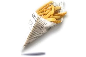 Kerafactum® - 50 Stück fettdichte Pommestüte Pommes Tüten Kartoffelstäbchen für Fish and Chips geeignet French Fries Motiv Daily News Zeitung Tüte Zeitungstüte Größe 25 x 18 cm