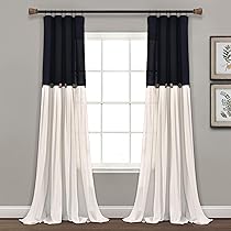 Lush Decor Tenda a pannello per finestra in lino, singola, 101,6 x 213,4 cm (larghezza x lunghezza), in lino, decorazione rustica, blocchi di colore, moderne tende per soggiorno, camera da letto e