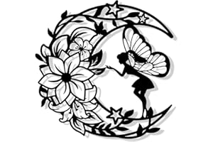 YunBey Adornos Pared Metalicos Decoracion Pared Metal de Hadas de Flores de Luna Murales Decorativos Pared Habitación para Niña Jardín Sala de Estar (30 x 30 cm)