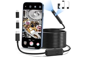 PIXLINE 1920P Endoscopio Cámara de Inspección, 5M Serpiente Endoscopio Tipo C Lente Doble, Boroscopio Camara Inspeccion Tuberias, IP67 Impermeable con 8 Luces LED para iPhone, Samsung, iPad